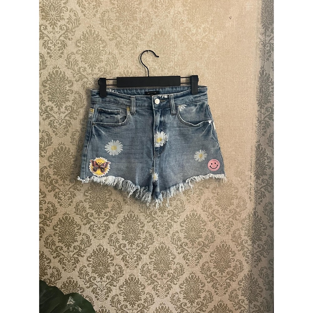 Material Girl Daisy Women's Shorts DIY Upcycled OOAK Sz. 5 Boho Fesival - Picture 6 of 10